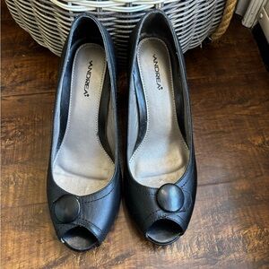 ANDREA FENZI Elegant Black Peep Toe Heels